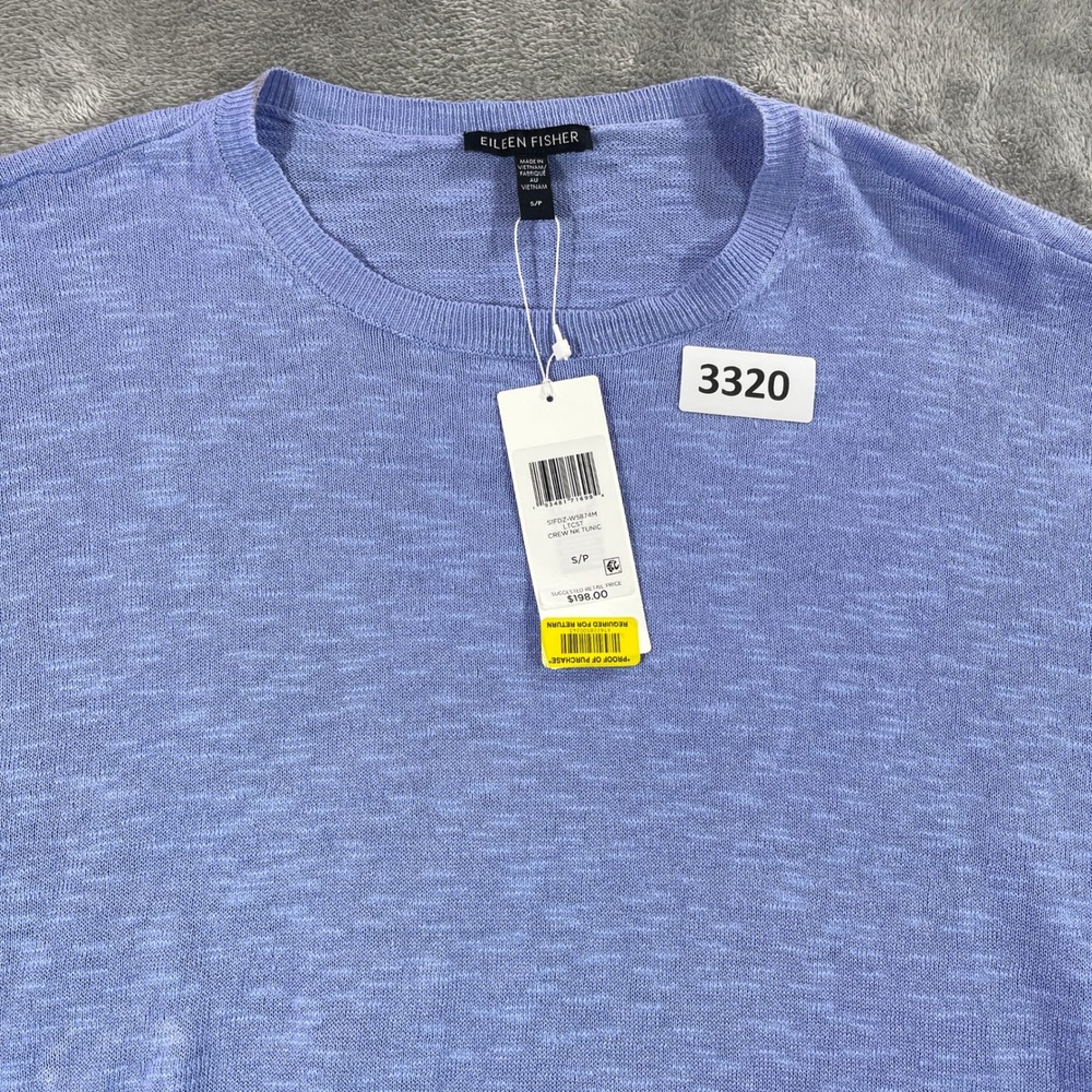 Eileen Fisher Tunic Women S Blue Crew Neck Knit Sweater S1FDZ-W5874M